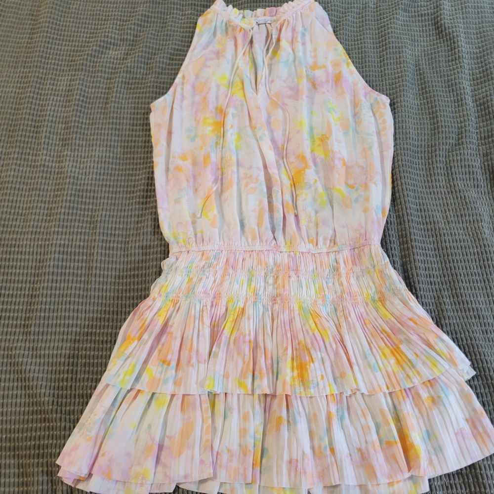 Current Air Women Dress L Pastel Pink Polyester Floral Summer Party
